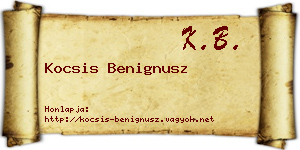 Kocsis Benignusz névjegykártya